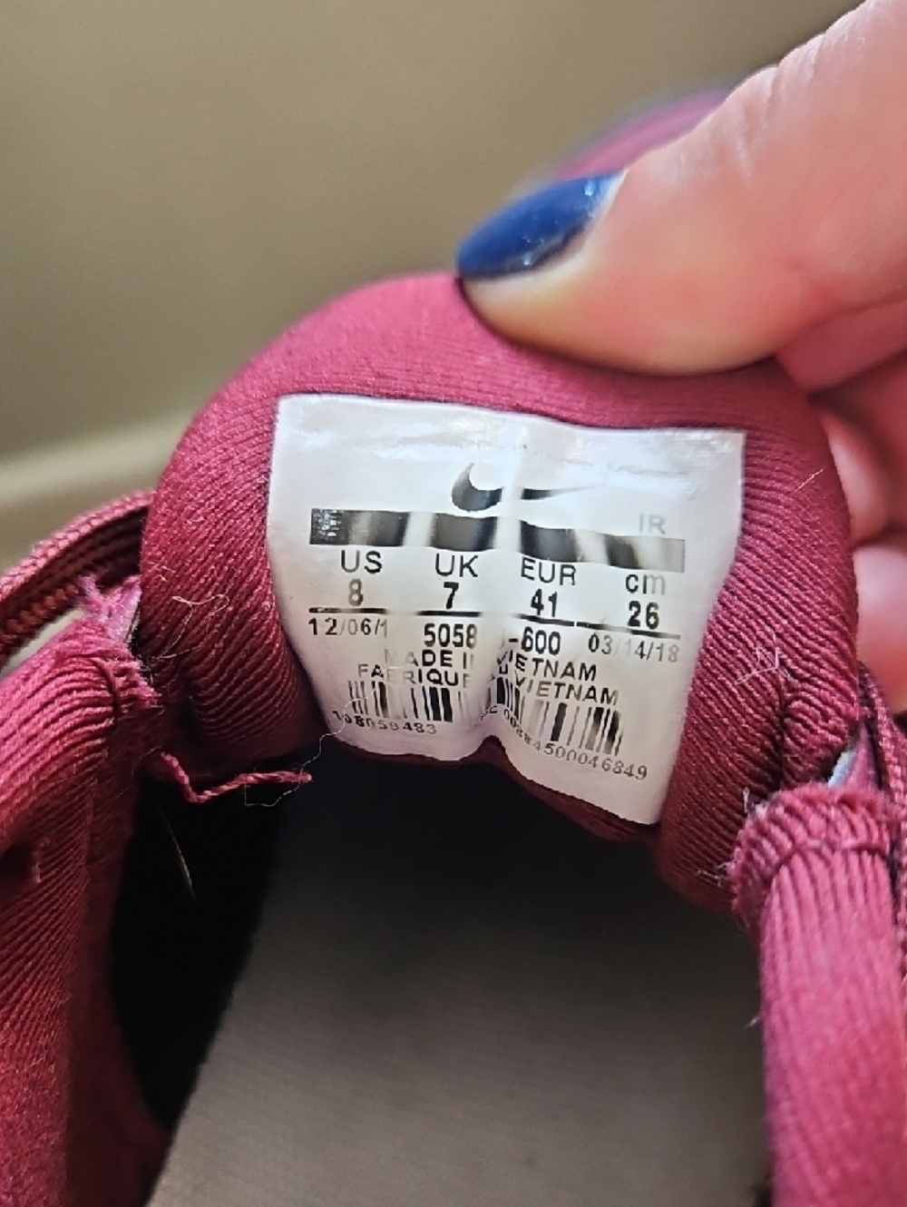Nike Burgundy and White Air Max Sneakers - Picture 3 of 3